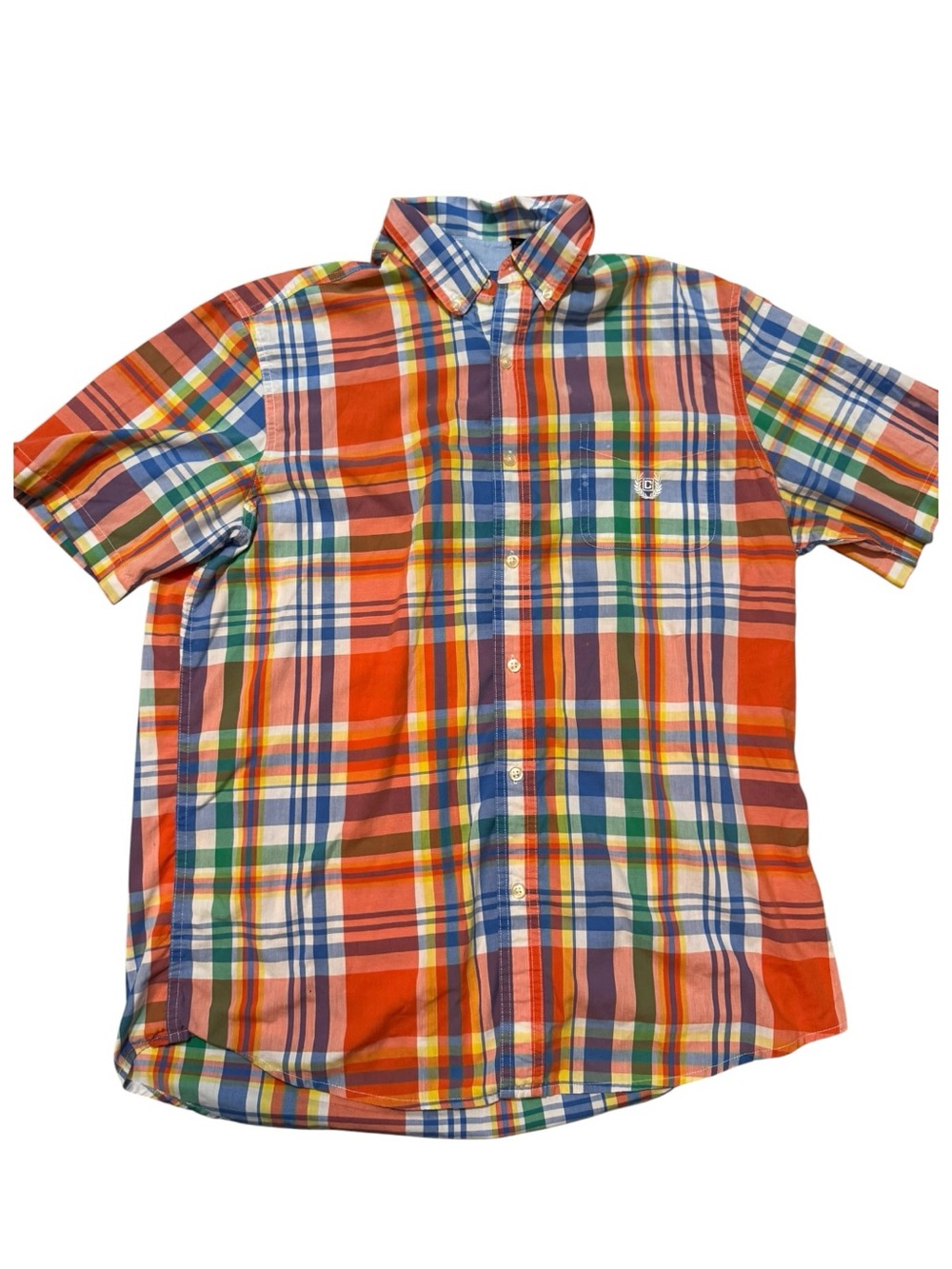 Chaps Easy Care Men’s Multicolor Colorblock Button Down Shirt Size Large